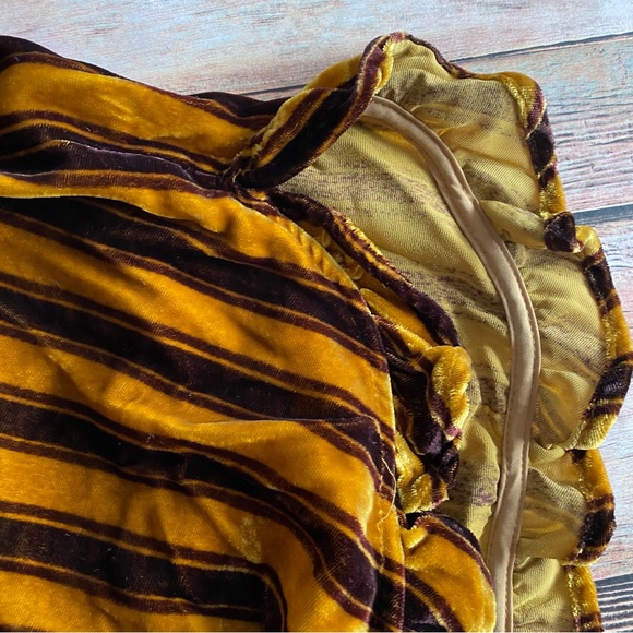 NWT Madewell Memento Gold & Brown Stripe Velvet Ruffle Blouse Small - Picture 5 of 6